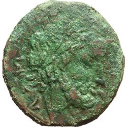 Roman Republican.    'L' series. Semis, Luceria ca 206-195. Obv.: Laureate head of Saturn right; beh