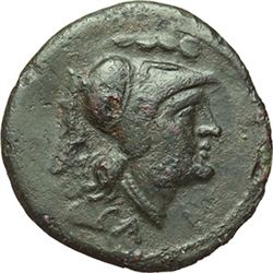 Roman Republican.    'CA' series. Triens, Canusium (?) ca 206-195. Obv.: Helmeted head of Minerva ri