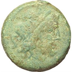 Roman Republican.    'Rostrum tridens' series. Semis, ca 206-195. Obv.: Laureate head of Saturn righ