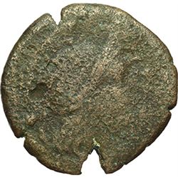 Roman Republican.    'Rostrum tridens' series. Uncia, ca 206-195. Obv.: Head of Roma right, wearing 