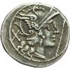 Image 1 : Roman Republican.    'Staff and feather' series. Denarius, uncertain mint ca 206-200. Obv.: Helmeted