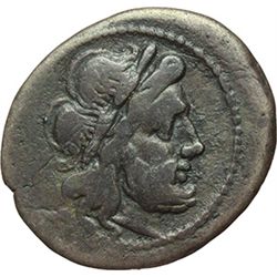 Roman Republican.    'TAMP' series. Victoriatus, ca 194-190. Obv.: Laureate head of Jupiter right. R