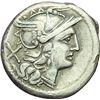 Image 1 : Roman Republican.    'LPLH' series. Denarius, ca 189-180. Obv.: C·ANTEST – I Helmeted head of Roma r