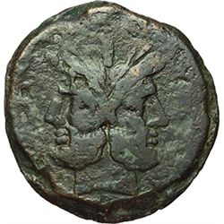 Roman Republican.    'LPLH' series. As, ca 194-190. Obv.: Laureate head of Janus, above mark of valu