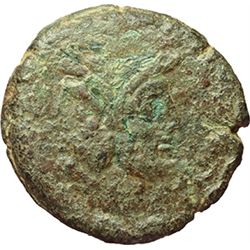 Roman Republican.    'Bird and TOD' series. As, ca 189-180. Obv.: Laureate head of Janus; above mark