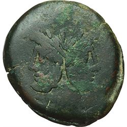 Roman Republican.    'Victory and LFP' series. As, ca 189-180. Obv.: Laureate head of Janus, above m