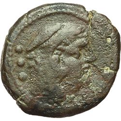 Roman Republican.    Matienus. Quadrans, ca 179-170. Obv.: Head of Hercules right, wearing lion skin