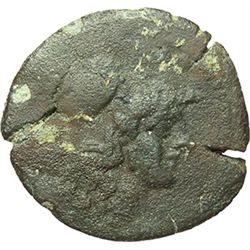 Roman Republican.    A. Caecilius. Triens, ca 169-158. Obv.: Helmeted head of Minerva right, above f