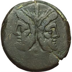 Roman Republican.    'PAE' series. As, ca 169-158. Obv.: Laureate head of Janus; above mark of value