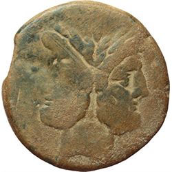 Roman Republican.    L. Cornelius Cinna. As, ca 169-158. Obv.: Laureate head of Janus; above mark of