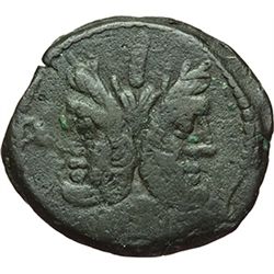 Roman Republican.    BAL series. As, Central Italy ca 169-158. Obv.: Laureate head of Janus, above m