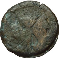 Roman Republican.    BAL series. Semis, Central Italy ca 169-158. Obv.: Laureate head of Saturn righ