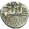 Image 2 : Roman Republican.    M. Junius. Denarius, ca 141. Obv.: Helmeted head of Roma right; behind, X. Rev.