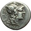 Image 1 : Roman Republican.    C. Servilius M.f. Denarius, ca 136. Obv.: Helmeted head of Roma right; behind, 