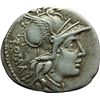Image 1 : Roman Republican.    M. Tullius. Denarius, ca 121. Obv.: Helmeted head of Roma right; behind, ROMA. 