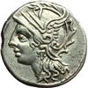 Image 1 : Roman Republican.    C. Coelius Caldus. Denarius, ca 104. Obv.: Helmeted head of Roma left;. Rev.: V