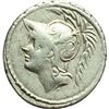 Image 1 : Roman Republican.    Q. Thermus M.f. Denarius, ca 103. Obv.: Helmeted head of Mars left. Rev.: Two w