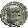Roman Republican.    L. Procilius. Denarius serratus, ca 80. Obv.: Head of Juno Sospita right; behin