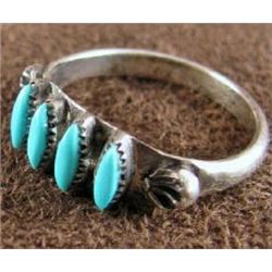 Zuni Indian Sterling Silver & Turquoise Ring