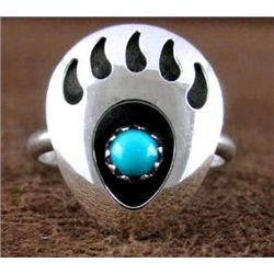 Sterling Silver & Turquoise Bear Paw Ring