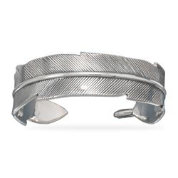 Sterling Silver  Feather Design Cuff Bracelet