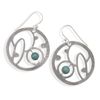 Image 1 : Textured Sterling Silver cut out & Turquoise Earrings