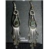 Image 1 : Sterling silver hook earrings with 9 silver dangles and shell inlay stones in center, 2 in length, ½