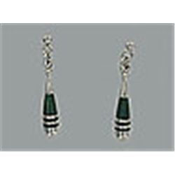 Sterling Silver Malachite Inlay Dangle Earrings