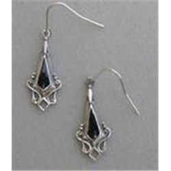 Sterling Silver &  Black Onyx Inlay Earrings