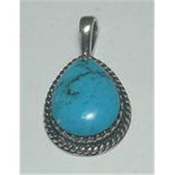 Vintage Handcrafted Sterling Silver & Turquoise Pendant