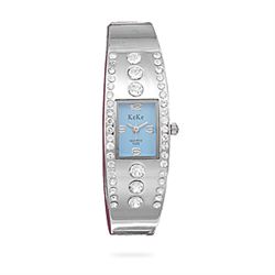 Crystal & Blue Face Bangle Watch
