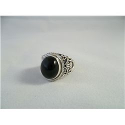 Sterling silver and black oval ring