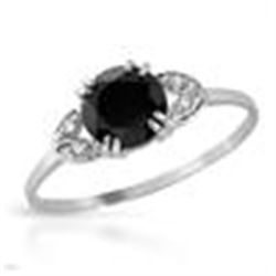Sterling silver, Black onyx and rhinestone ring