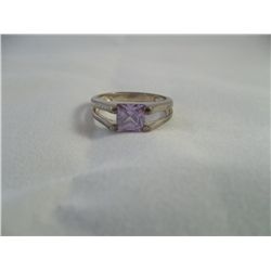 Silver and Pink Rhinestone ring