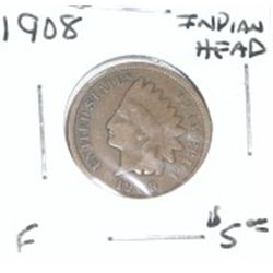 1908 INDIAN HEAD PENNY RED BOOK VALUE IS $5.00 *RARE FINE GRADE*!!