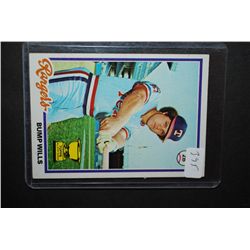 1978 MLB Bump Wills Texas Rangers Baseball Trading Card; EST. $5-10