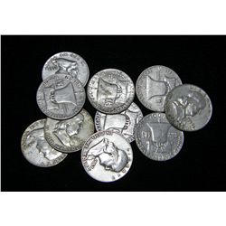 10 Unchecked Ben Franklin Half Dollars