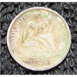 1887 Seated Liberty Dime VF-XF