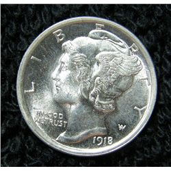 1918 D Gem BU Mercury Dime