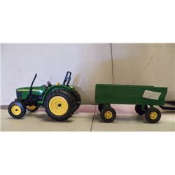 John Deere Tractor & Trailer Green approx tractor (" x 5" x H 6", trailer is 1" x 4" x H 4.5