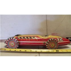 Mar Race Car Metal Red Wind Up approx. 17" x 5.5" x H  2.5"