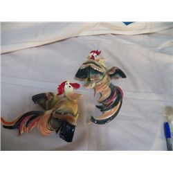Pair of Rooster Wall Plaques 1950's- 1960'S