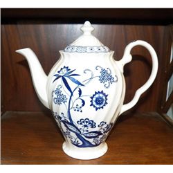 Porcelain Blue Nordic Coffee Pot approx. 10" x H11"  no chips or cracks