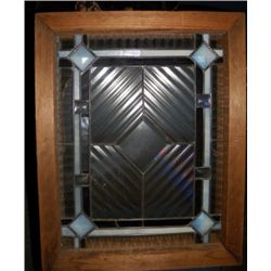 Heavy Stain Glass Window in Frame approx 19" x H 24" in Frame  condition is very good