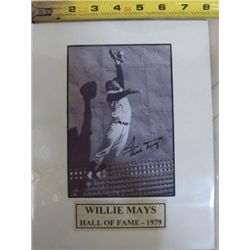Willie Mays Autographed Mat With Certificate of Authenticity