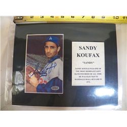 Sandy Koufax Autographed Mat With Certificate of Authenticity