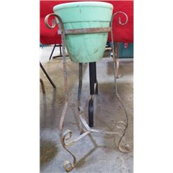 Wrought Iron Plant Stand Approx 12" x 24" Single iron plant stand