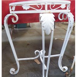 White Metal Table Approx. 23" x 12" deep x 27" tall wide no top