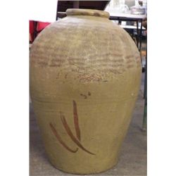Large Orential Clay Pot Approx size 14" x 20" Tall Heavy piece