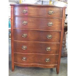5 Drawer Federal Style Dresser Bowed Front Federal Style Bowed Front Dresser approx. 34" x 19" deep 